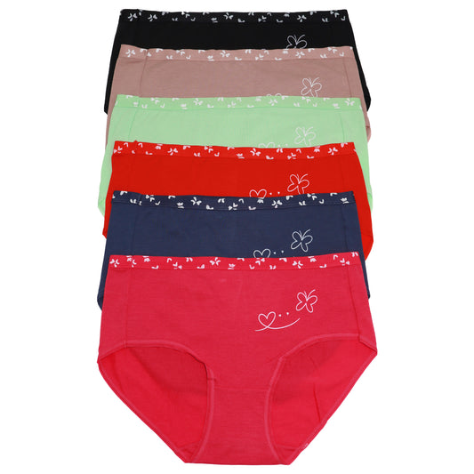 Cotton Hiphugger Panties with Butterfly Detail (6-Pack