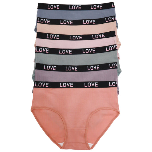 Ribbed Cotton Hiphugger Panties with Elastic Waistband (6-Pack)