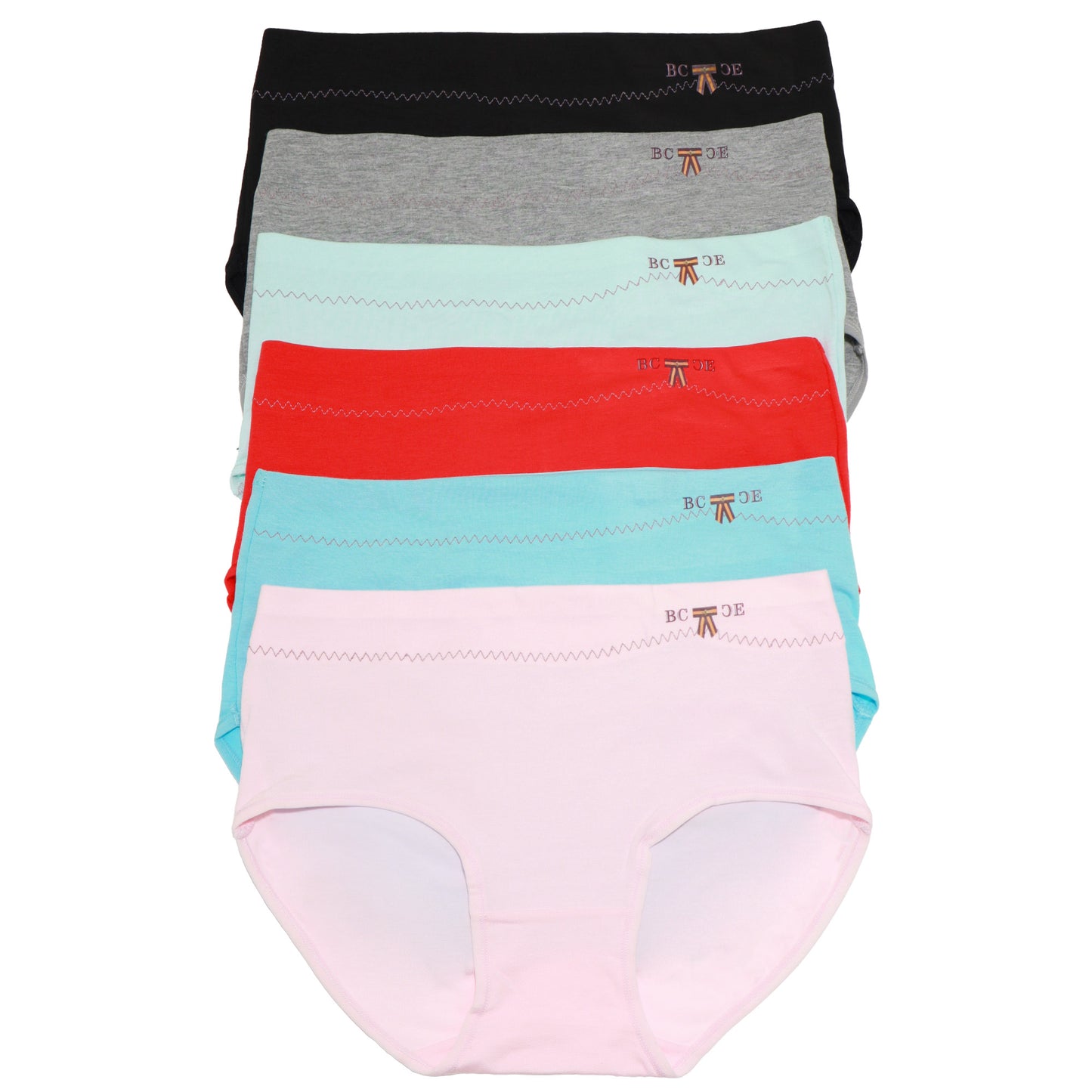 Cotton Mid-Rise Briefs with Front Stitching and Hip Detail (6-Pack)