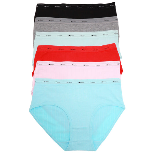 Cotton Hiphugger Panties with Mesh Waistband (6-Pack)