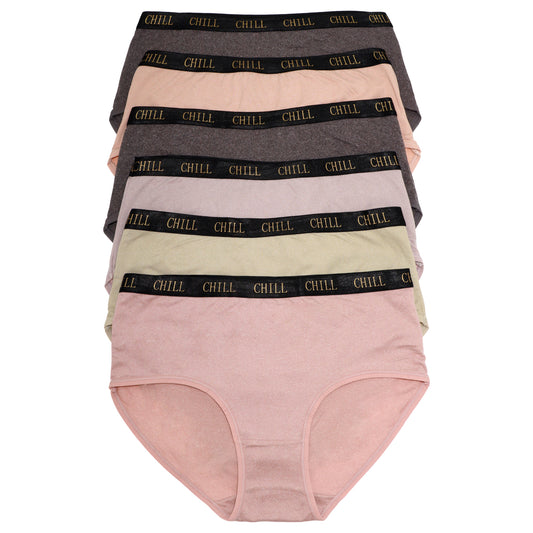 Mid-Rise Brief Panties with CHILL Elastic Waistband (6-Pack)