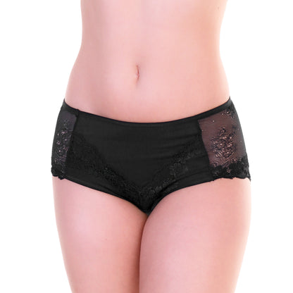 Cotton Mid-Rise Brief Panties with Lace Accent (6-Pack)