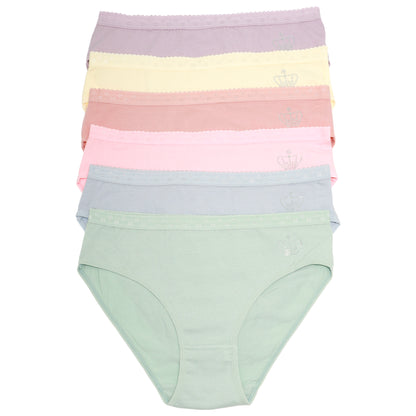 Cotton Bikini Panties with Scalloped Waistband (6-Pack)