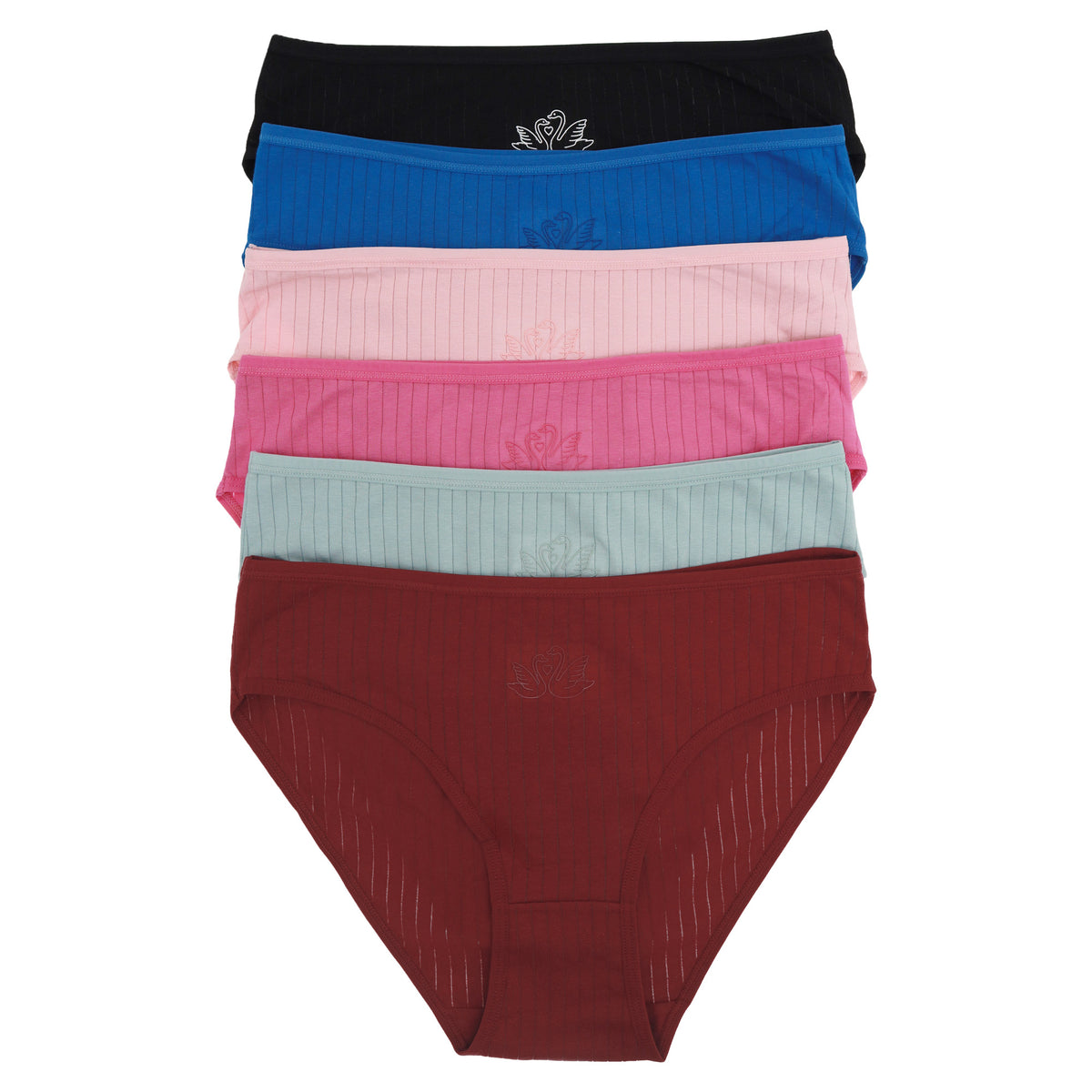 Cotton Bikini Panties with Ribbed Design (6-Pack)