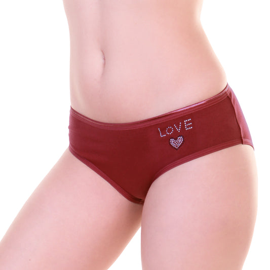 Cotton Bikini Panties with Rhinestone Hip Detail (6-Pack)