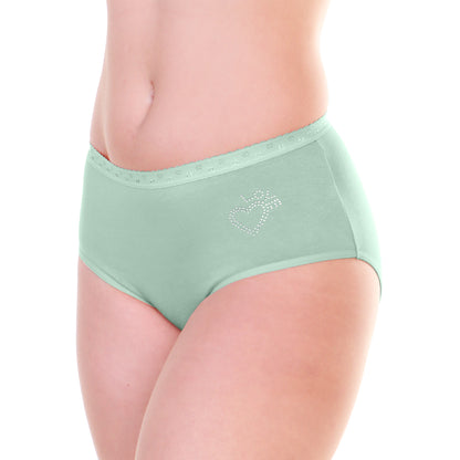 Cotton Mid-Rise Brief Panties with Scalloped Waistband (6-Pack)