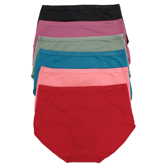 Classic Mid Rise Cotton Brief Panties with Logo Waistband (6-Pack)