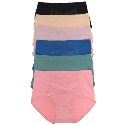 Mid Rise Cotton Brief Panties with Polka Dots Accent (6-Pack)