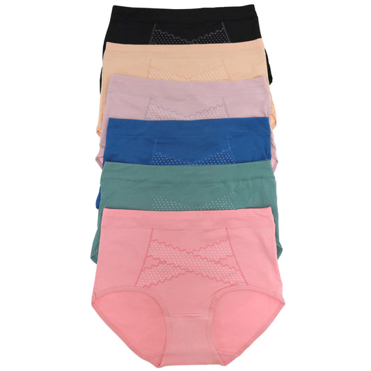 Mid Rise Cotton Brief Panties with Polka Dots Accent (6-Pack)