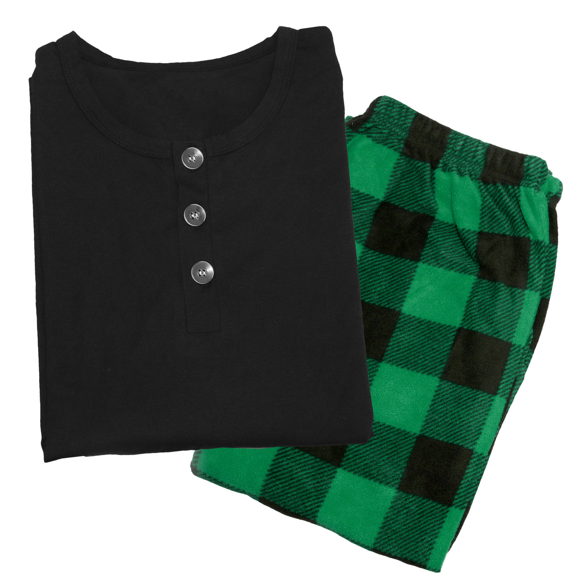 Men's Cotton T-shirt Top with Fleece Pants Pajama Set (1-Pack)