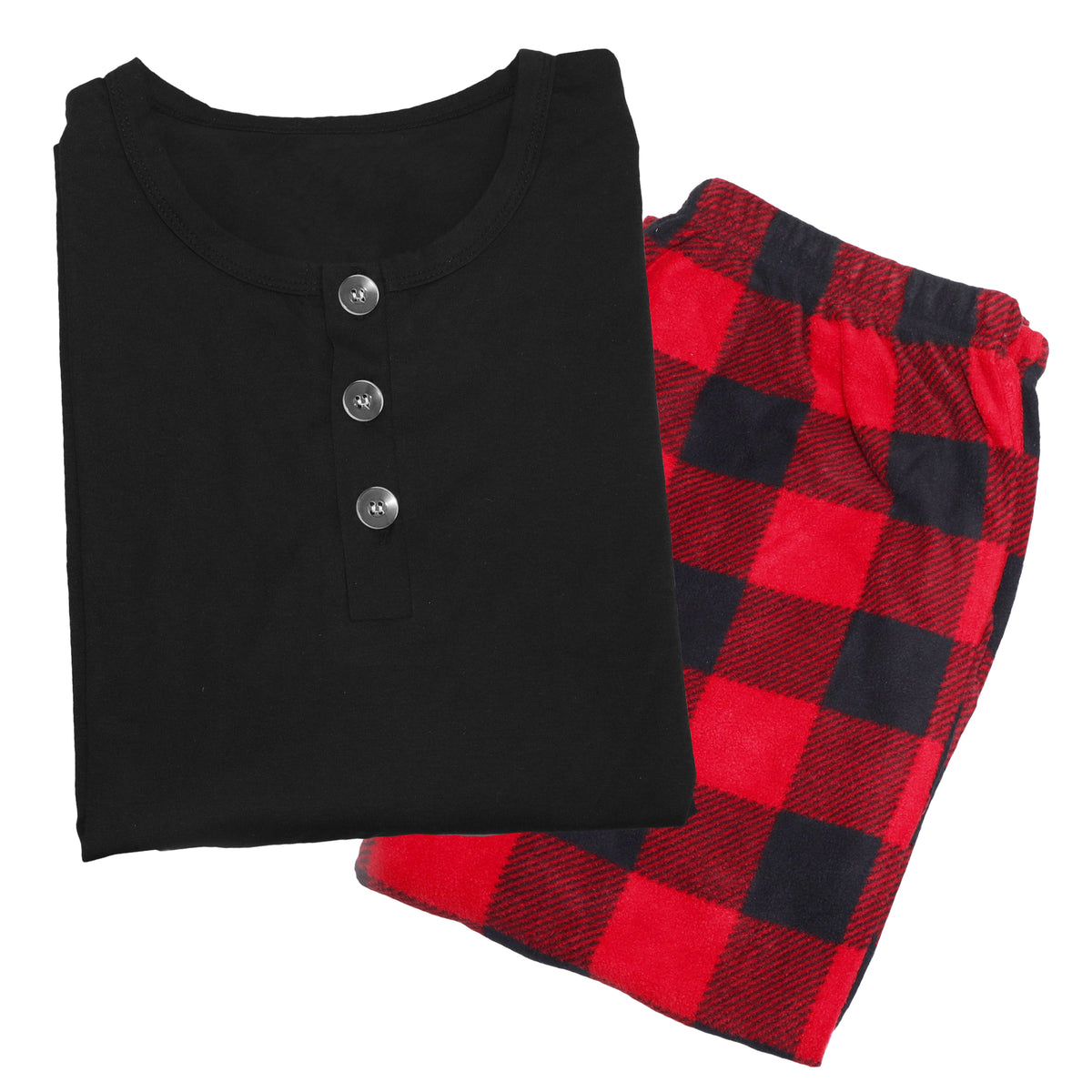Men's Cotton T-shirt Top with Fleece Pants Pajama Set (1-Pack)