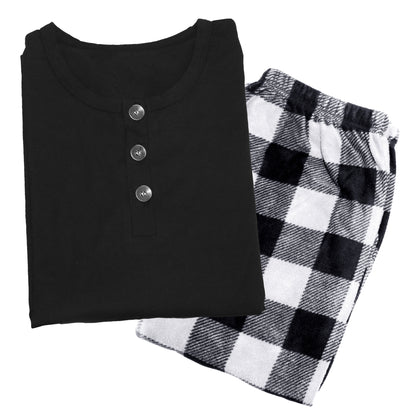 Men's Cotton T-shirt Top with Fleece Pants Pajama Set (1-Pack)