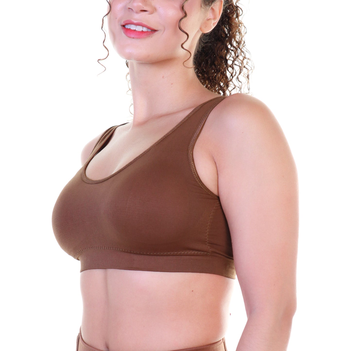 Wire-Free Seamless U-Back Bralettes with Adjustable Closure (6-Pack)