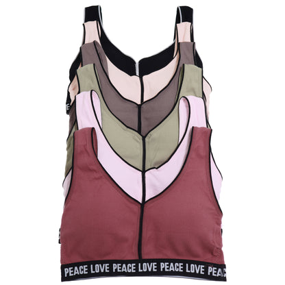 Seamless Wire-free Bralette with Love Peace Print (6-Pack)