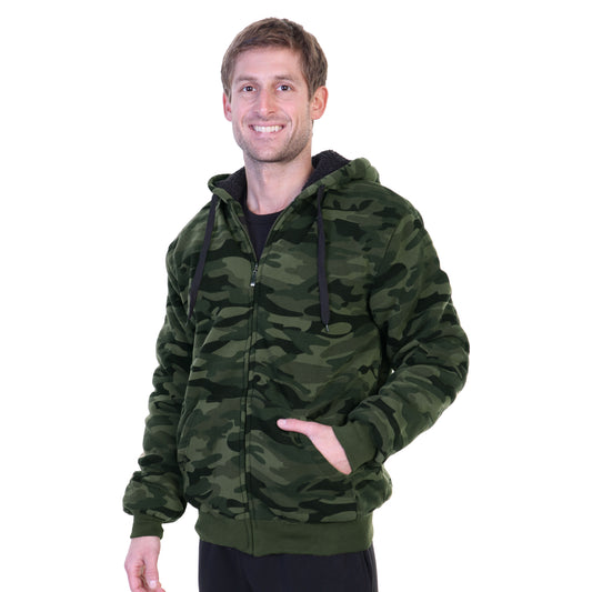 Men's Full-Zip Camo Sherpa-Lined Hoodie Jacket (1-Pack)