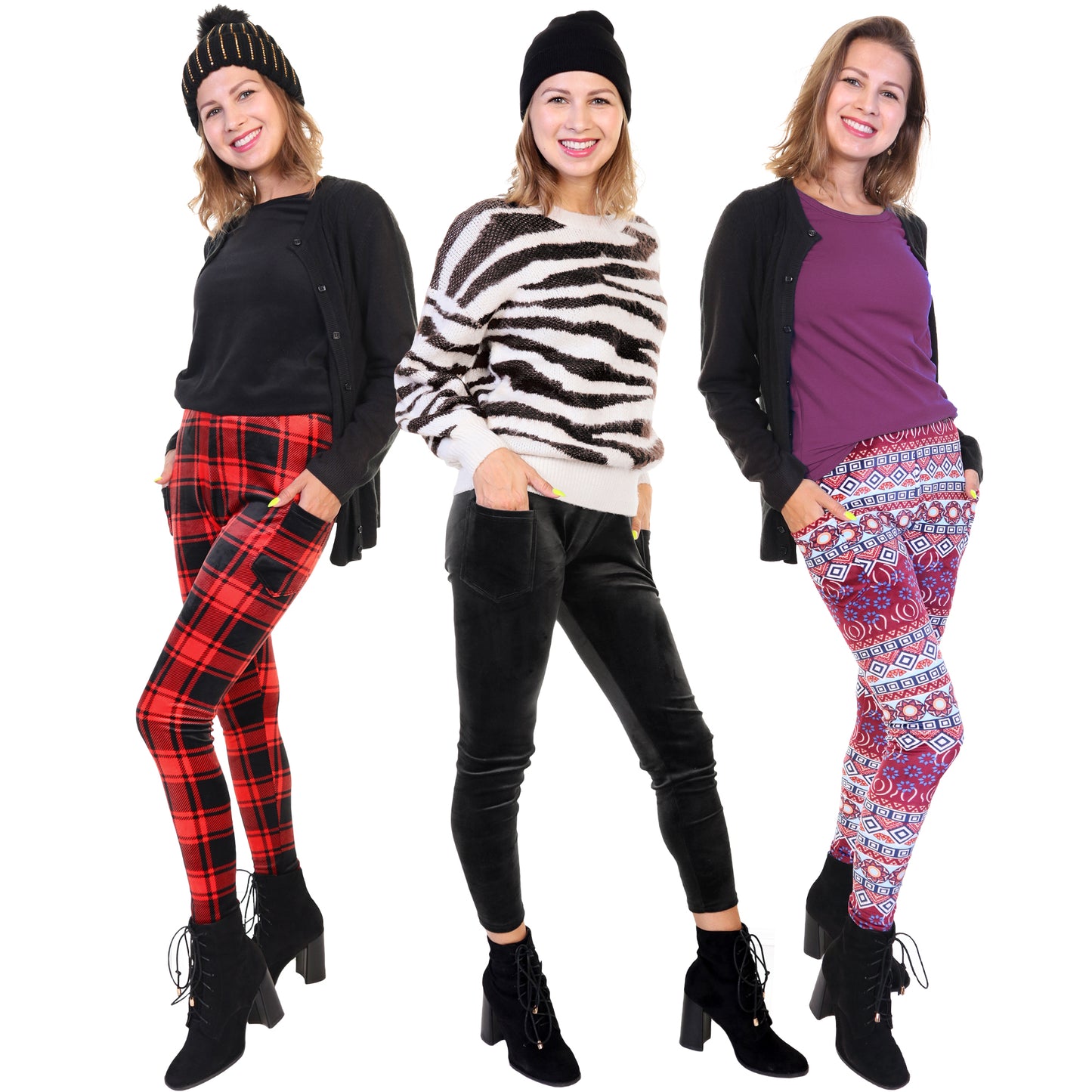 Mommy and Me Velvet Patterned Leggings (3-Pack)