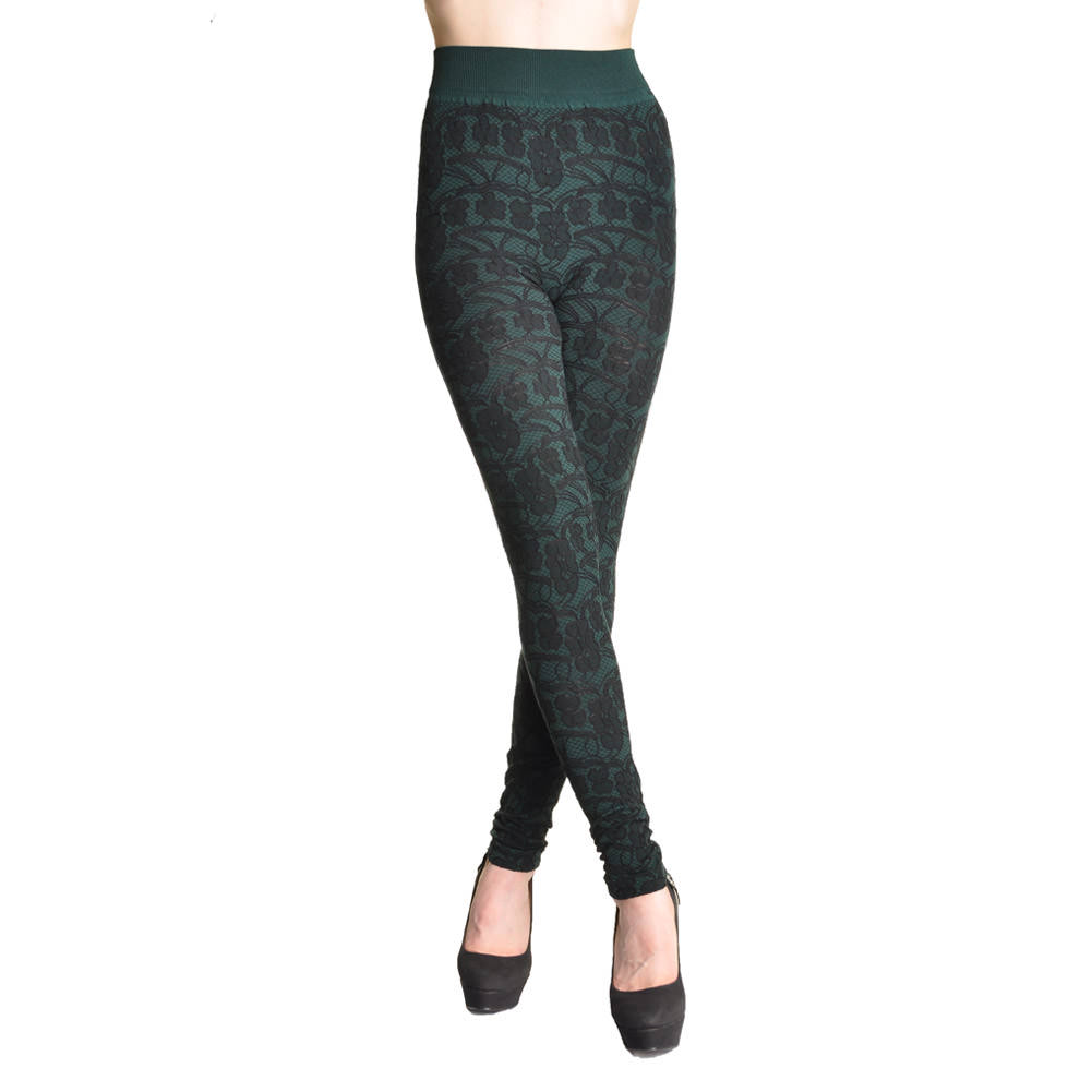 Footless Leggings with Floral Lace Jacquard Design (1-Pack)