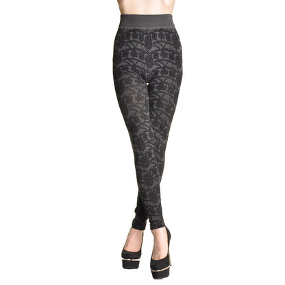 Footless Leggings with Floral Lace Jacquard Design (1-Pack)