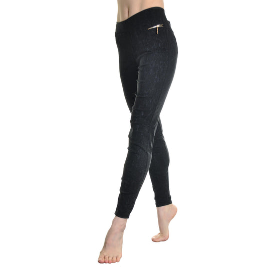 Cotton Blend Black Jegging with Pockets and Zipper Detail (1-Pack)