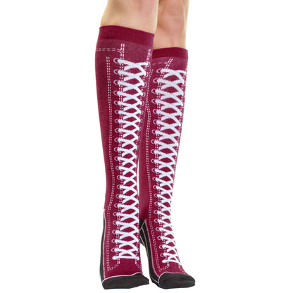 Cotton Knee-High Socks with Lace Up Boots Design (6-Pack)