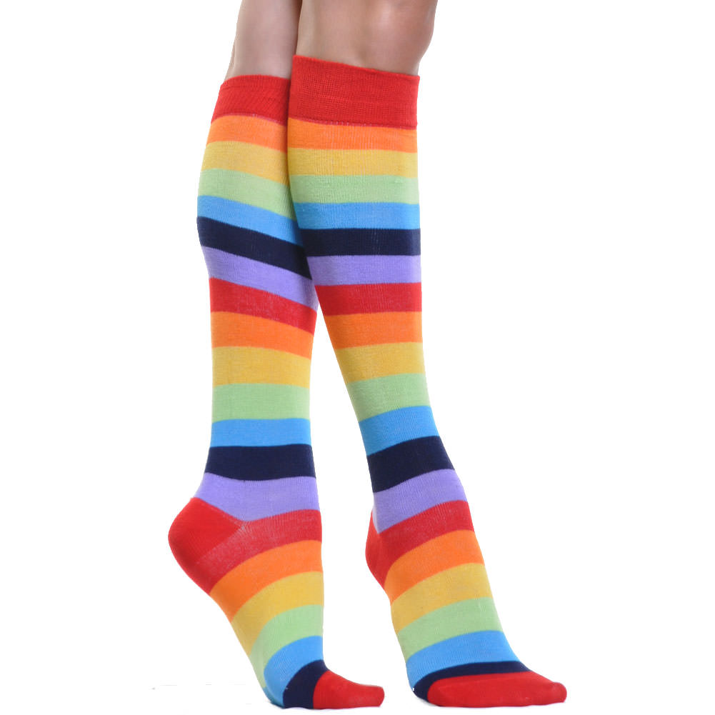 Rainbow and Neon Striped Knee-High Socks (1-6 Pack)