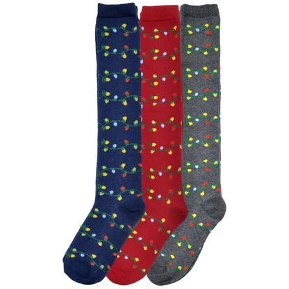 Novelty Holiday Lights Crew Socks