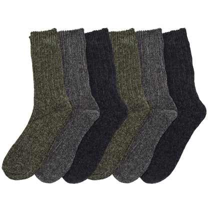 Unisex Cozy Chenille Plush Fuzzy Crew Socks (6-Pairs)