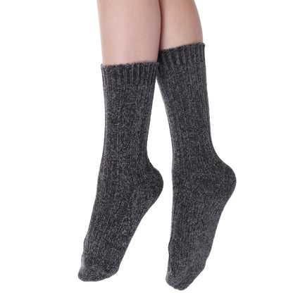 Unisex Cozy Chenille Plush Fuzzy Crew Socks (6-Pairs)
