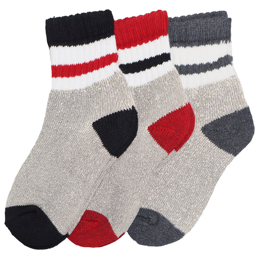 Unisex Quarter Socks with Striped Pattern Cuff (3-Pairs)