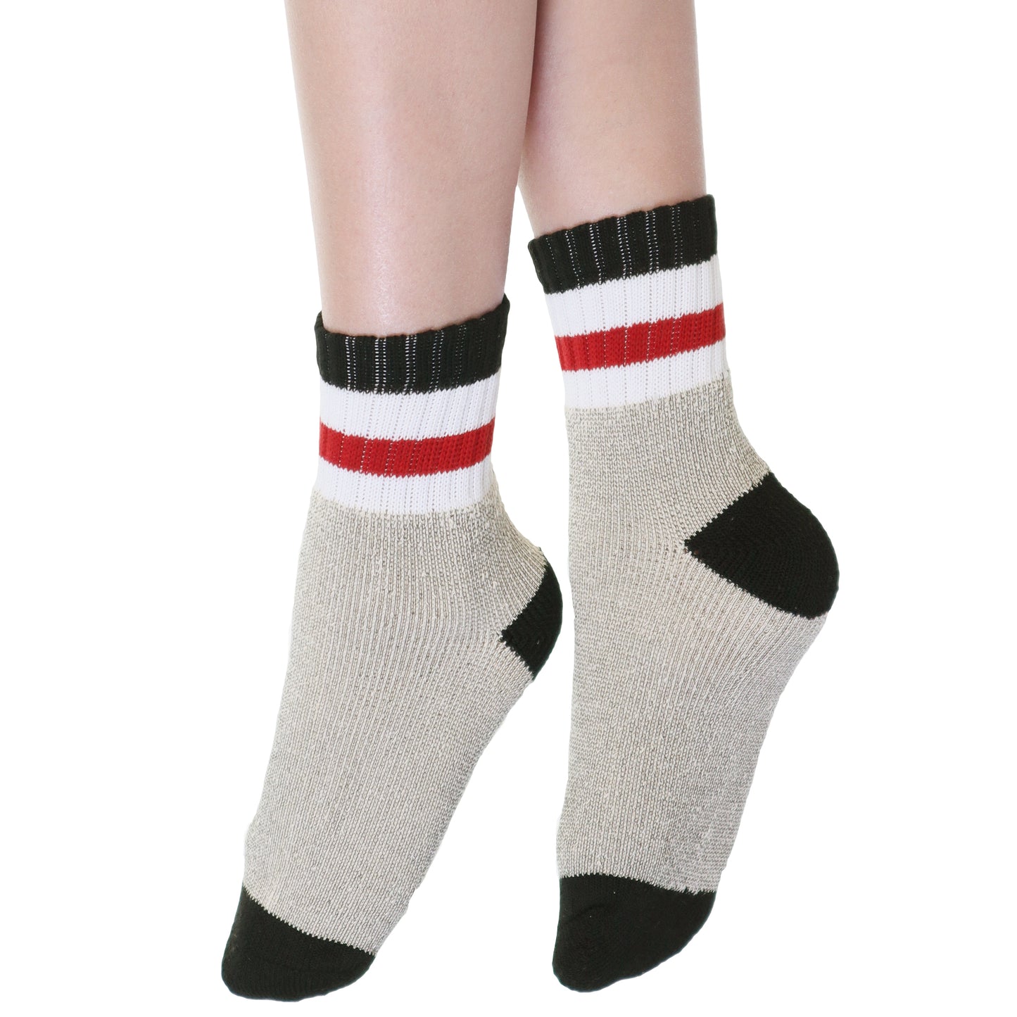 Unisex Quarter Socks with Striped Pattern Cuff (3-Pairs)