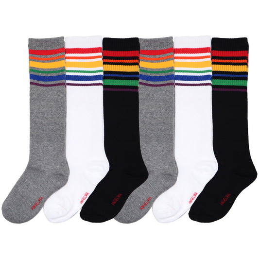 Rainbow Knee High Socks (6-Pairs)