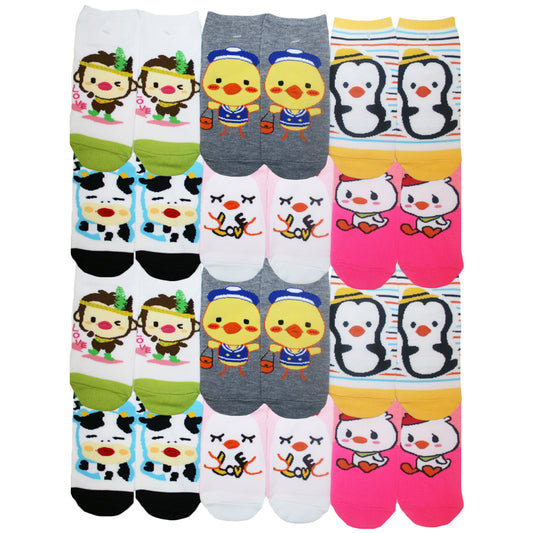 Low Cut Socks with Animal Knit Design and 3D Lips (12-Pairs)