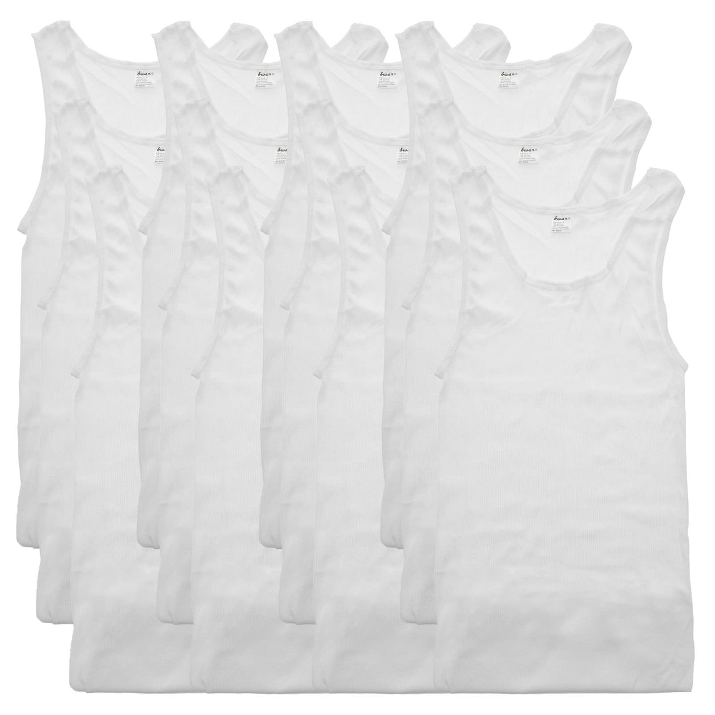 Men's Ribbed White A-Shirts (12-Pack)