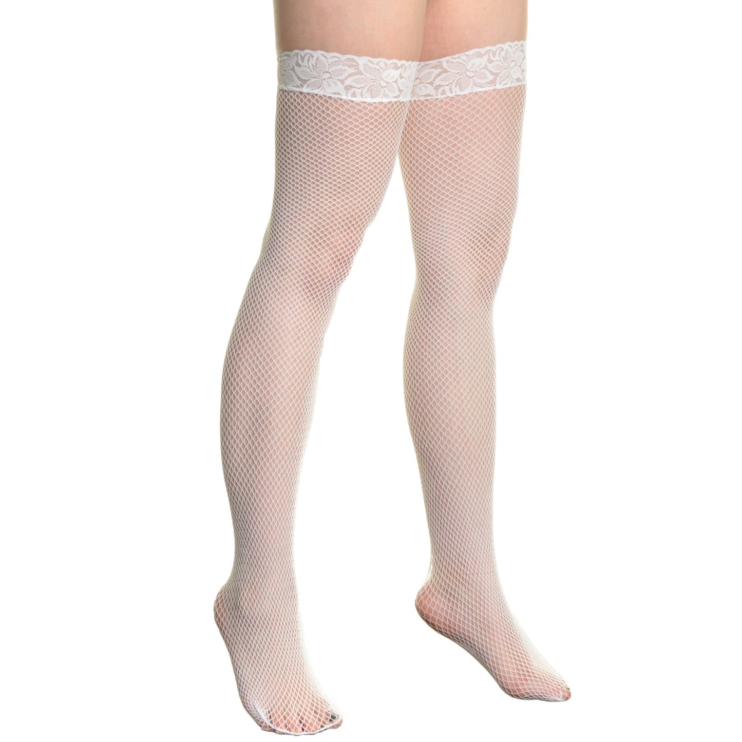 Angelina Fishnet Thigh High with Lace (6-Pack)