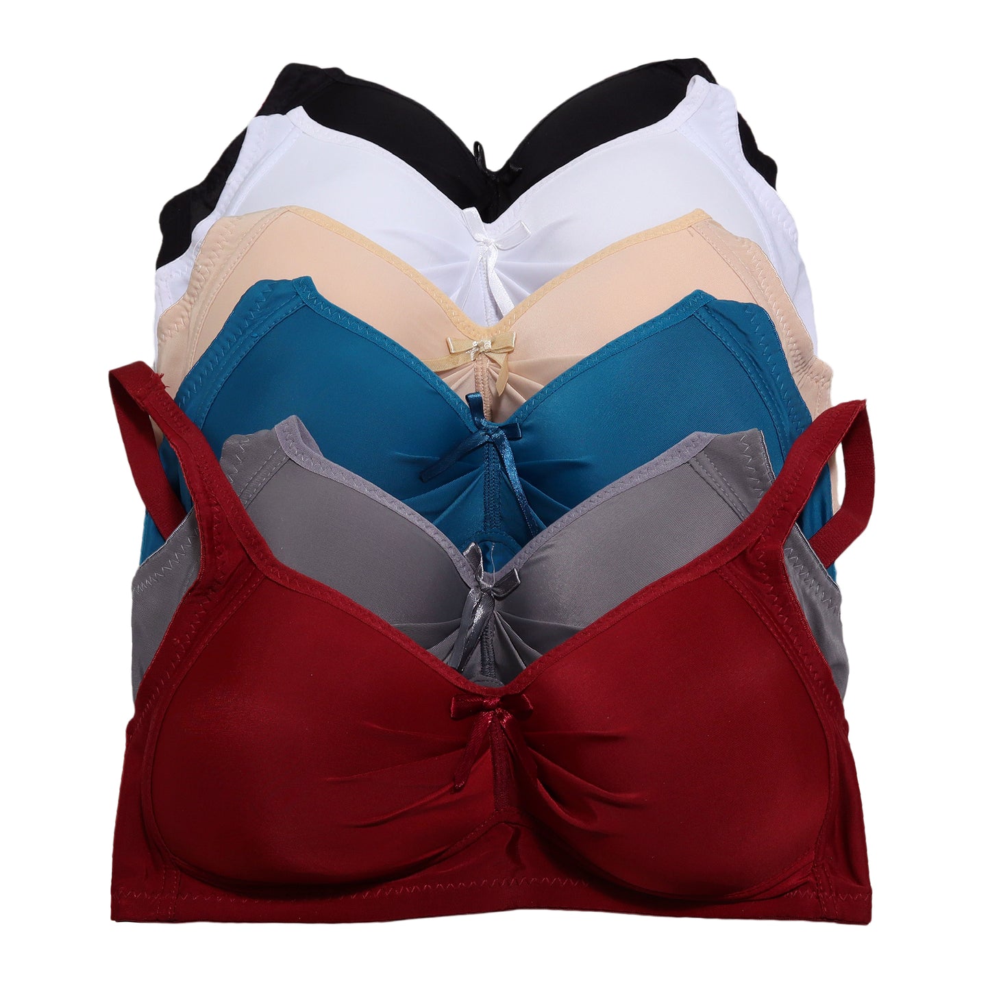 Wire-free Full Coverage Bras with Adjustable Straps (6-Pack)