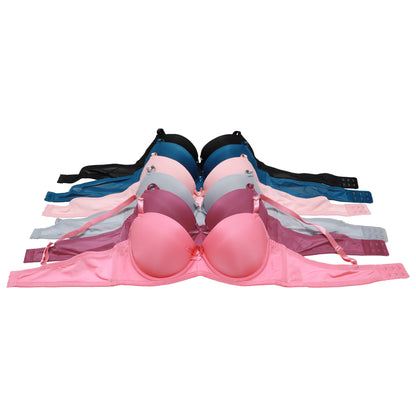 Wired, Lightly Padded A-Cup Bras with Heart Slides Detail (6-Pack)