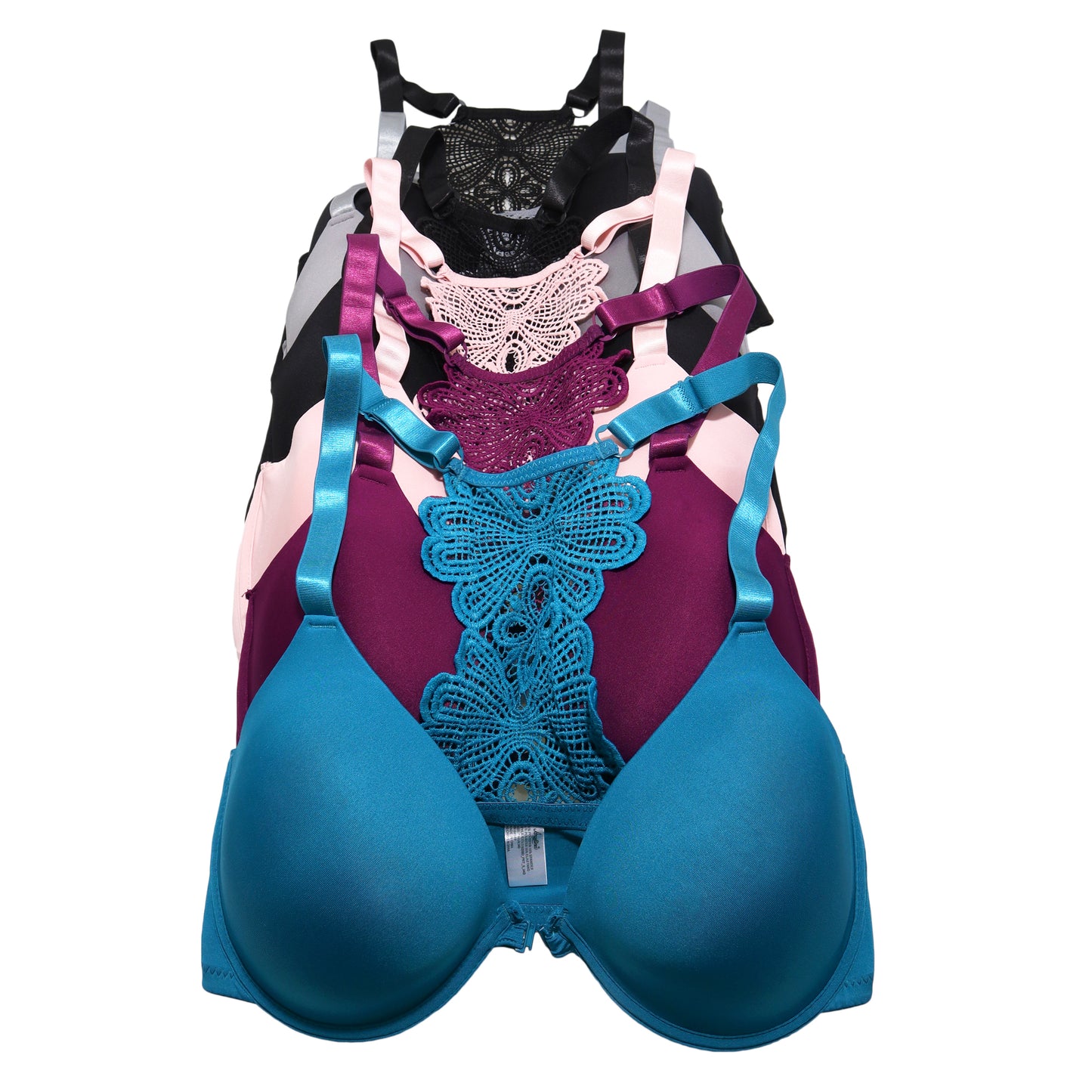 Wired, Padded Extended Size Bras with Butterfly Back Design (6-Pack)