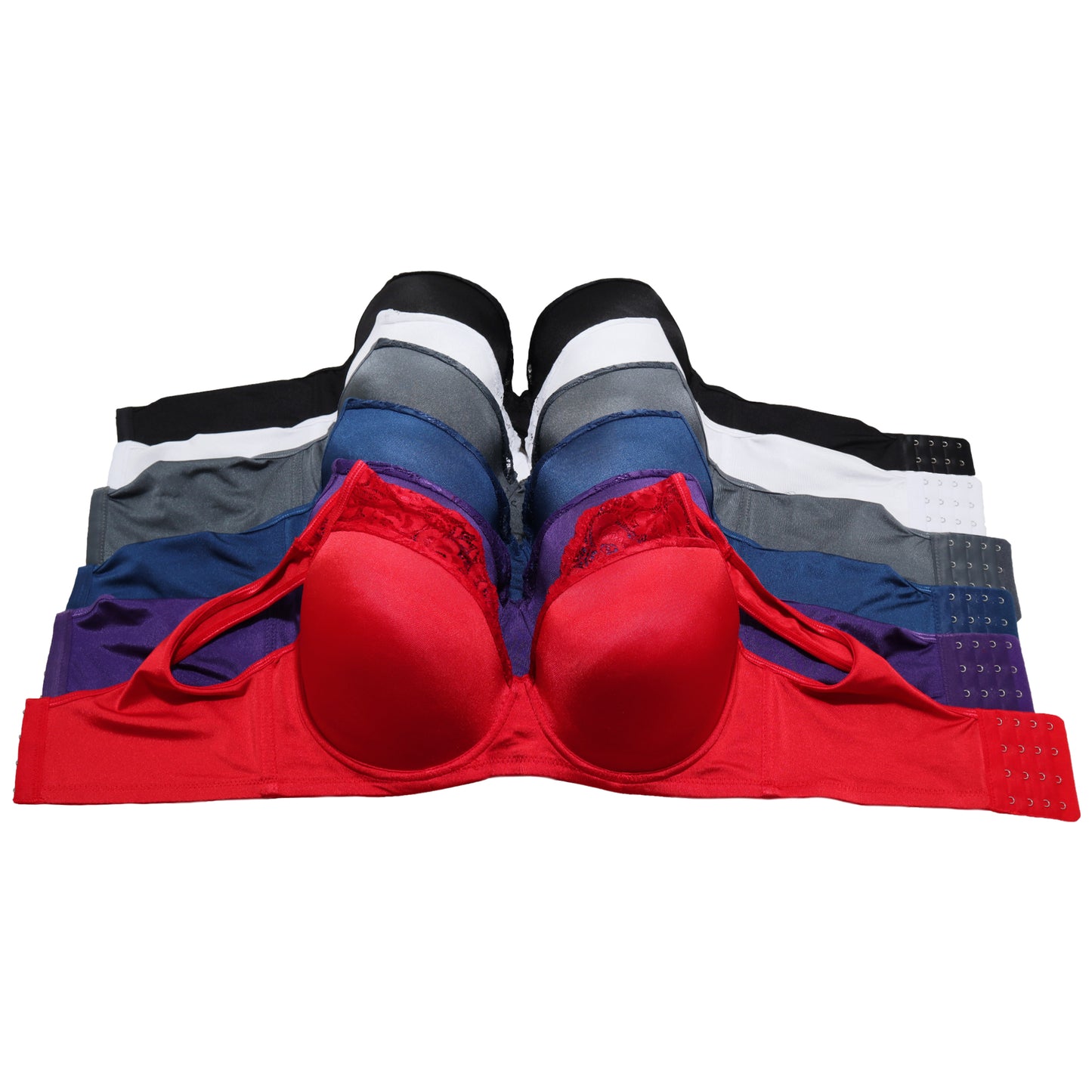 Wired, Padded D-DD-DDD Cup Bras with Lace Accent Straps (6-Pack)