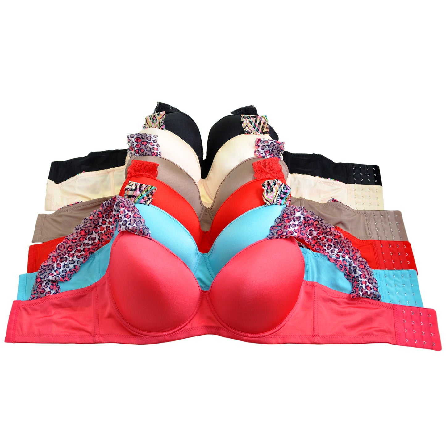 Matching Bra and Thong Set with Lace Accent Detail (6-Pack)