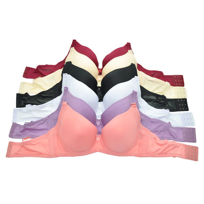 Wired Padded T-Shirt Bras with Wide Wings (6-Pack)