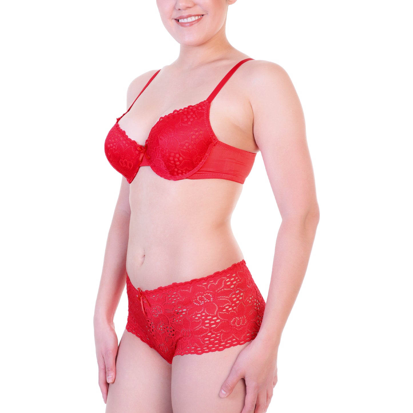 Matching Bra and Panties Set with Flower Lace Design (6-Pack)
