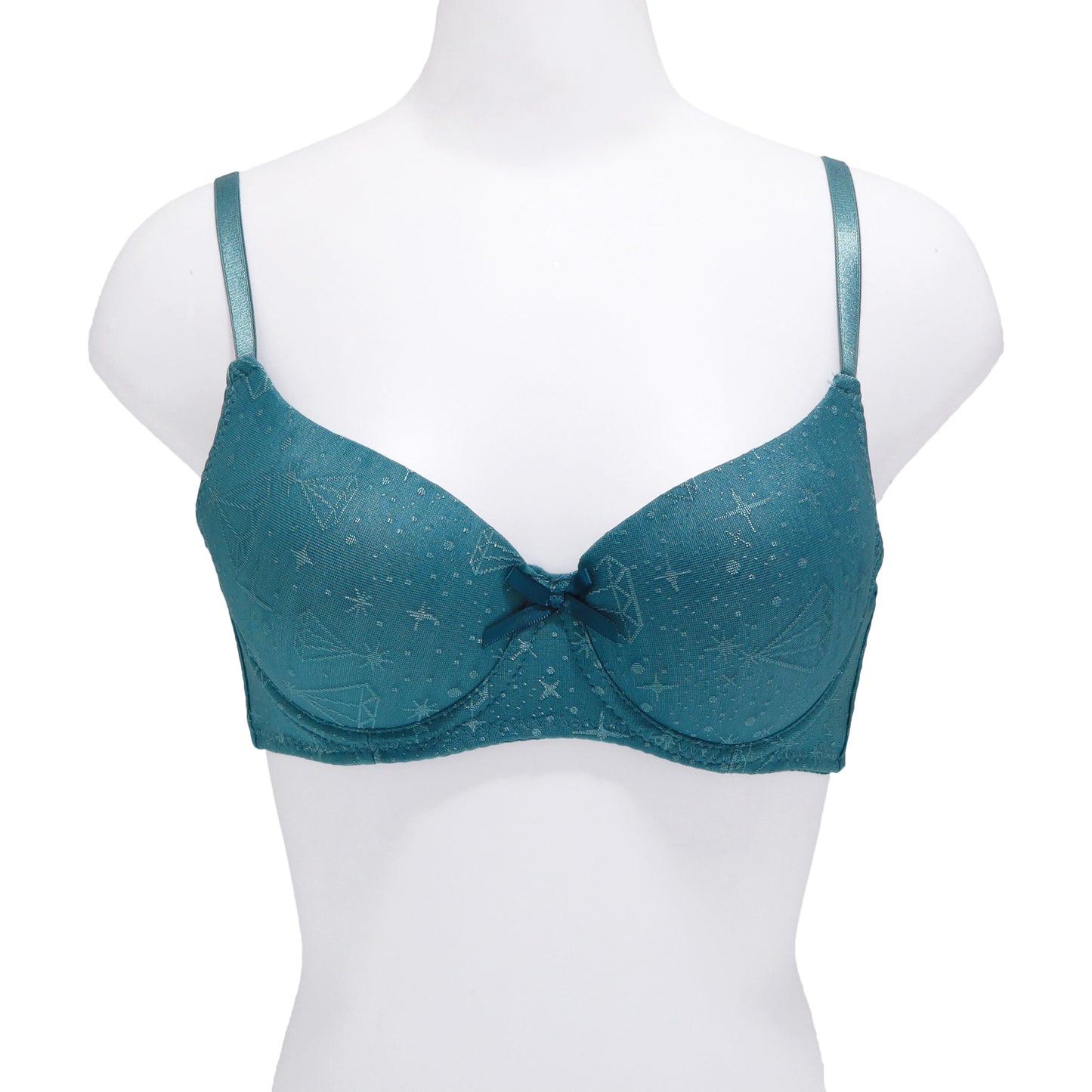 Wired A-Cup Bras with Embroidered Diamond Design (6-Pack)