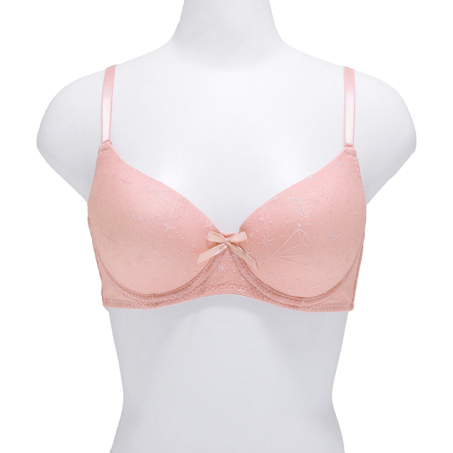 Wired A-Cup Bras with Embroidered Diamond Design (6-Pack)