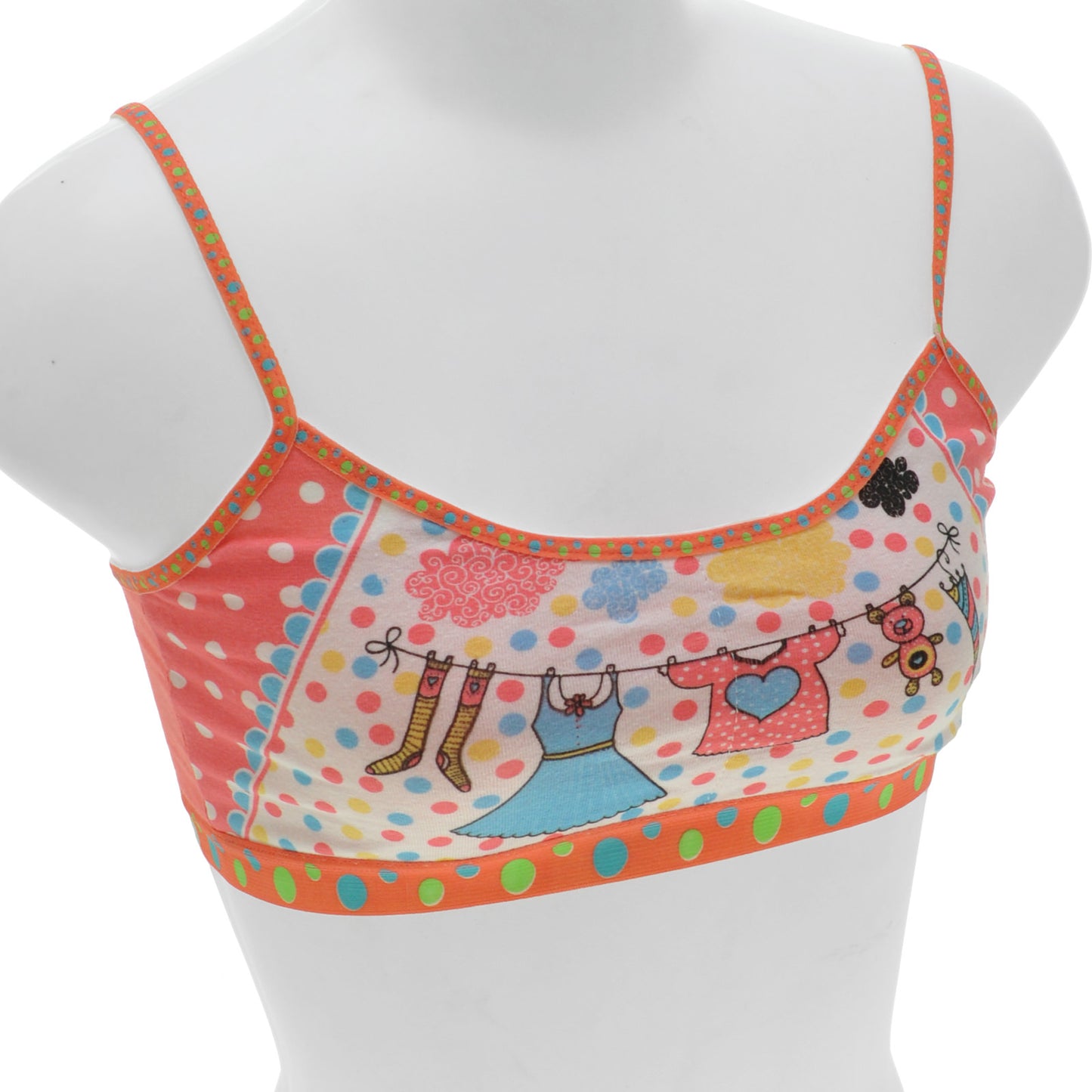 Girls' Cotton Cami Style Training Bras with Fashion Print (6-Pack)