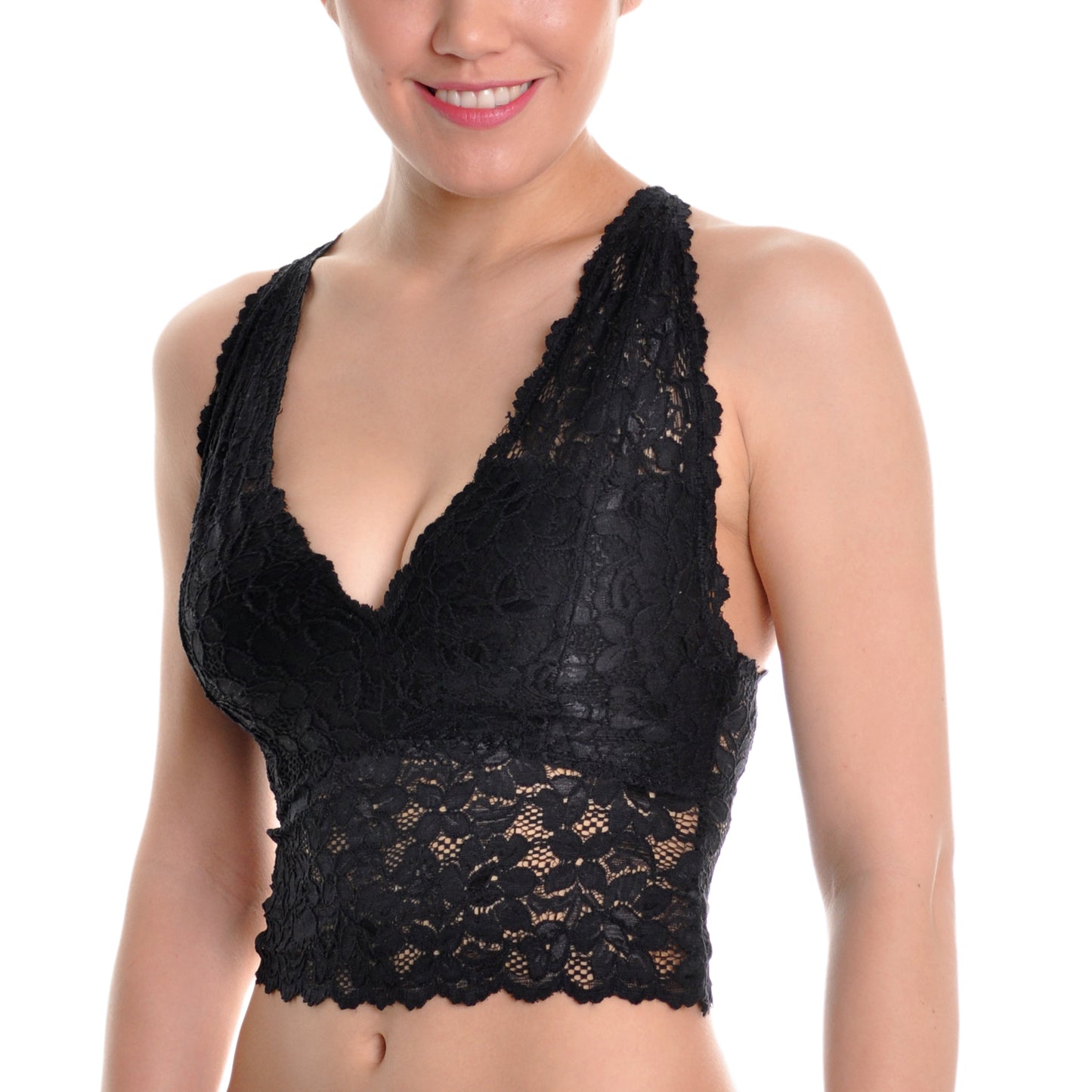 Wire-free Lace Longline Bralette with Adjustable Y-Strap (3-Pack)