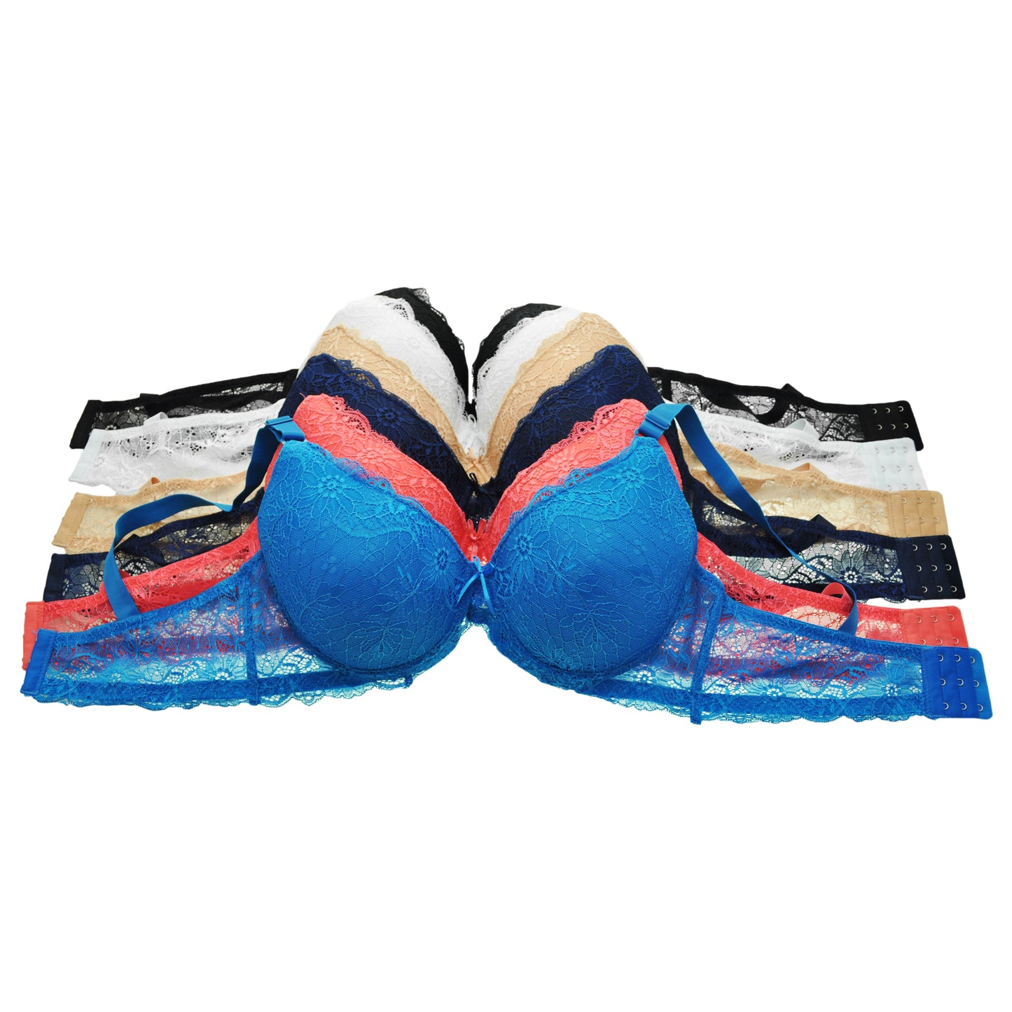 Wired Plus Size Bras with Floral Lace (6-Pack)