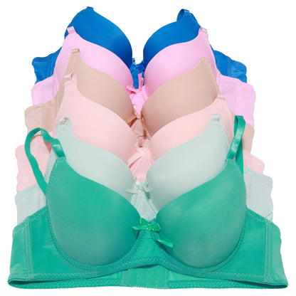 Wired A-Cup T-Shirt Bra with Convertible Straps (6-Pack)