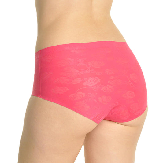 Laser Cut Mid-Rise Briefs with Rose Print Design (6-Pack)