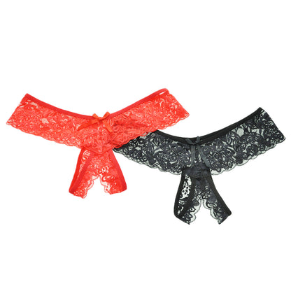 Open-Crotch Lace Thongs (2-Pack)