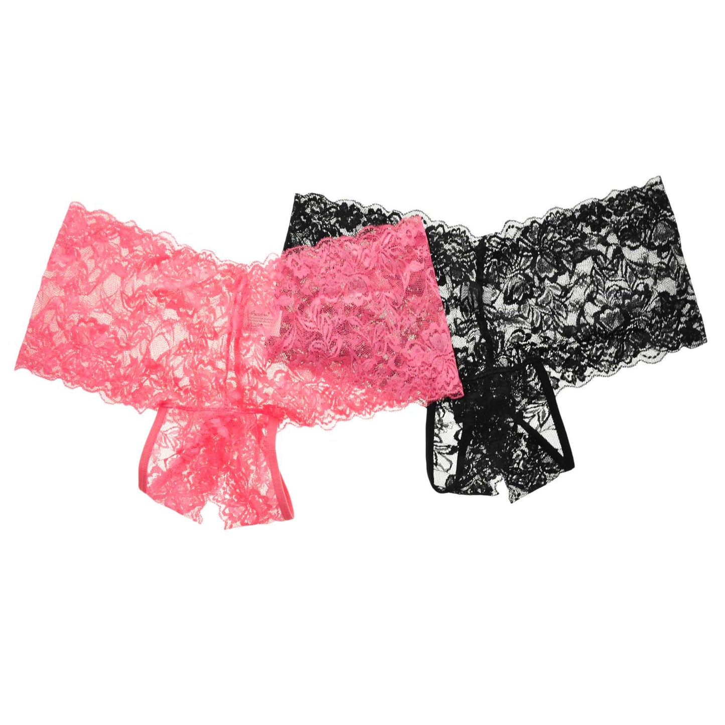 Open-Crotch Cheeky Boxers with Floral Lace Design (2-Pack)